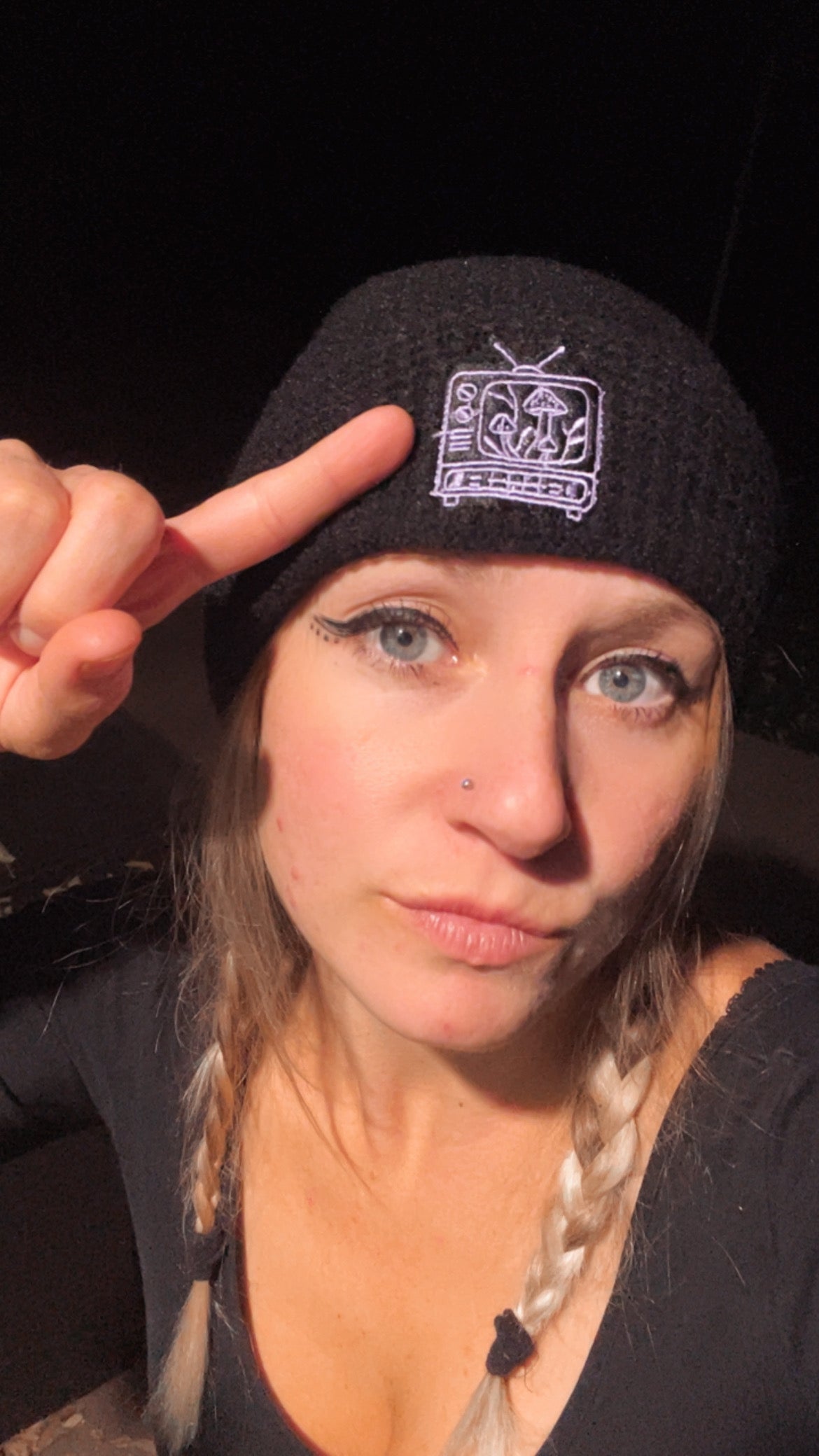 Fungirl Network Beanie - Black & Purple