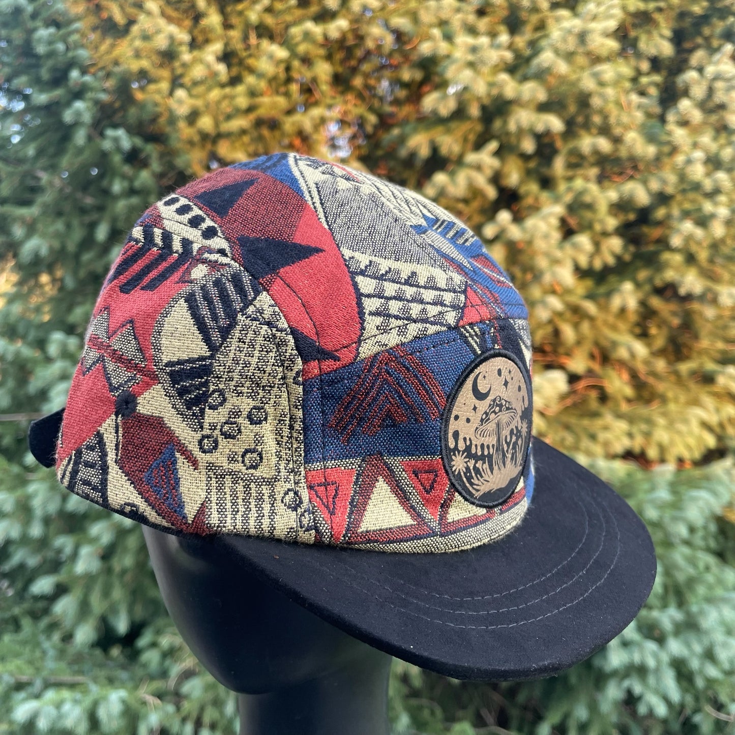Red Abstract - 5 Panel Hat - Short Brim