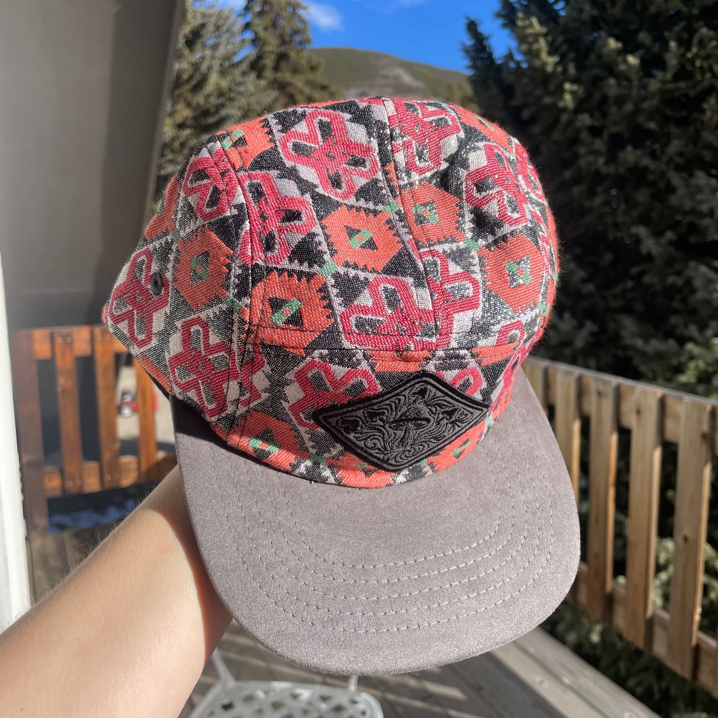 Silver and Pink- 5 Panel (Long Brim)