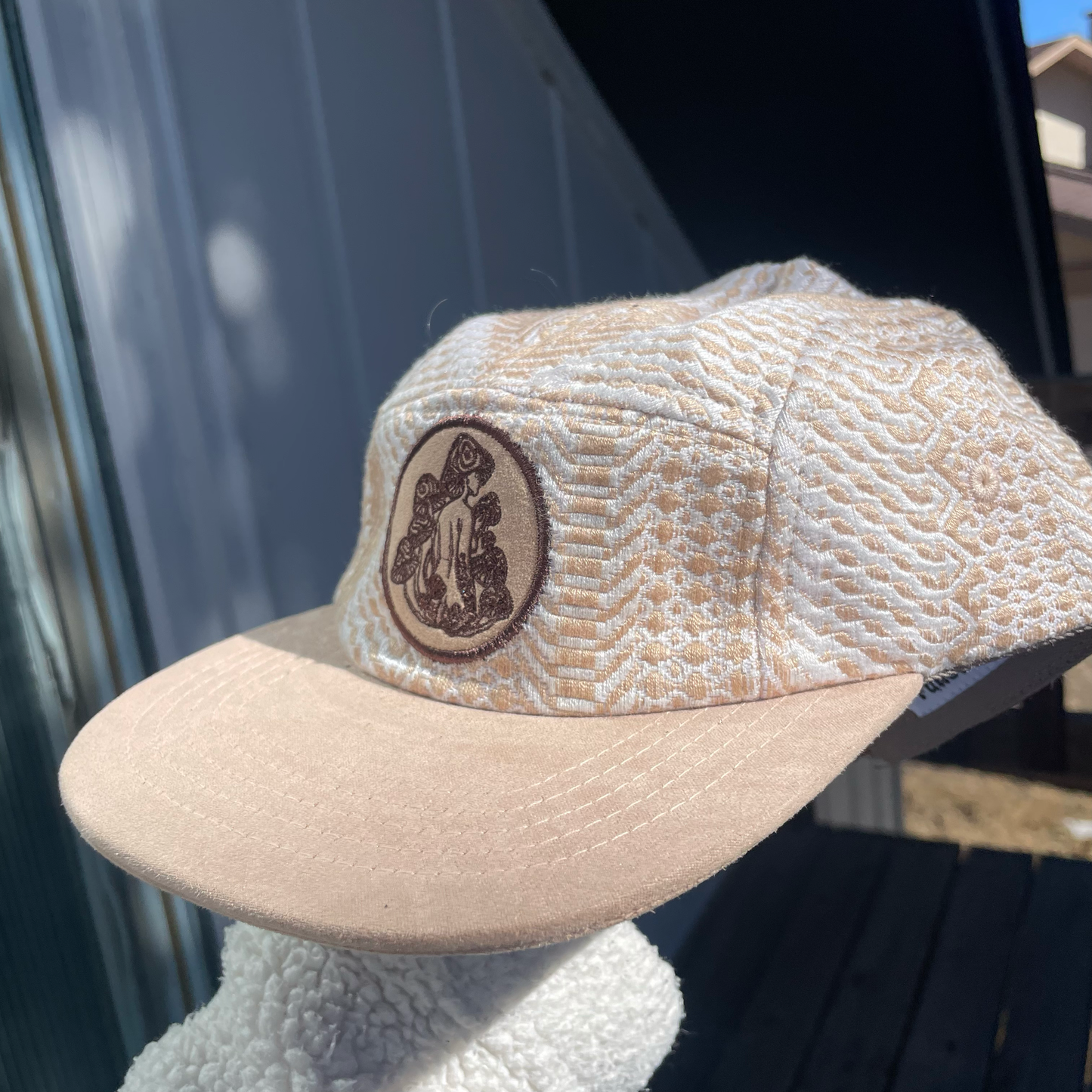 Cream Snake Skin - 5 Panel (Long Brim)