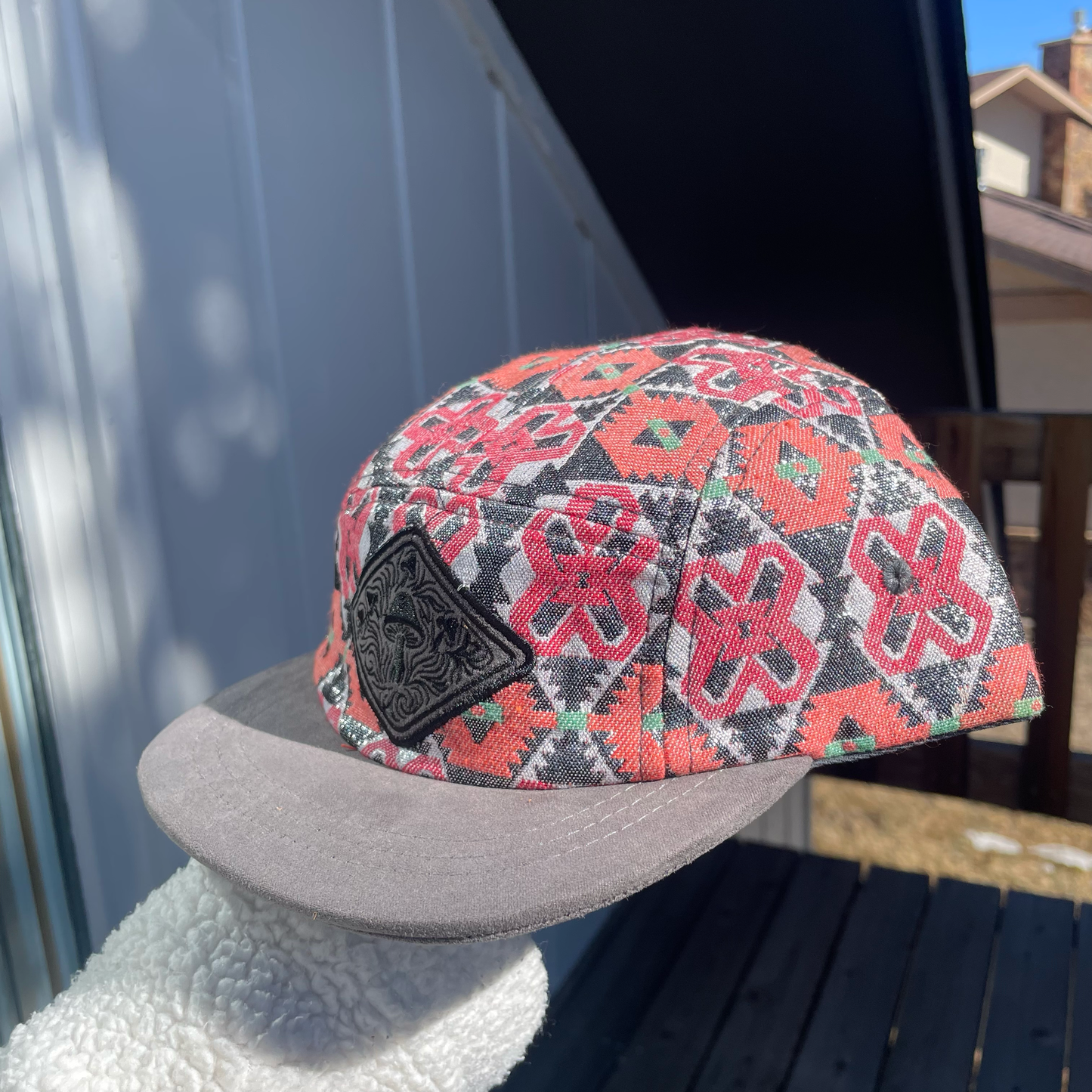 Silver and Pink- 5 Panel (Short Brim)