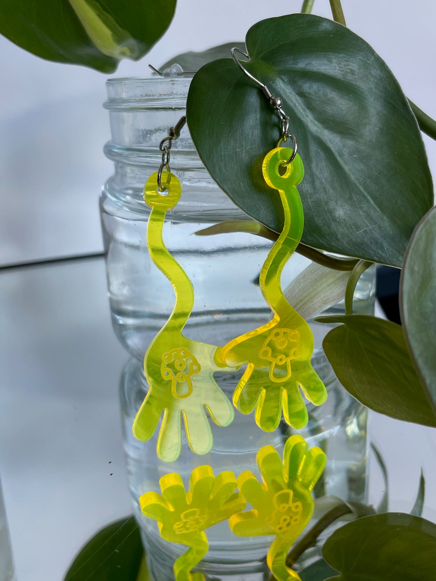 Silly Hand Mushroom Earrings
