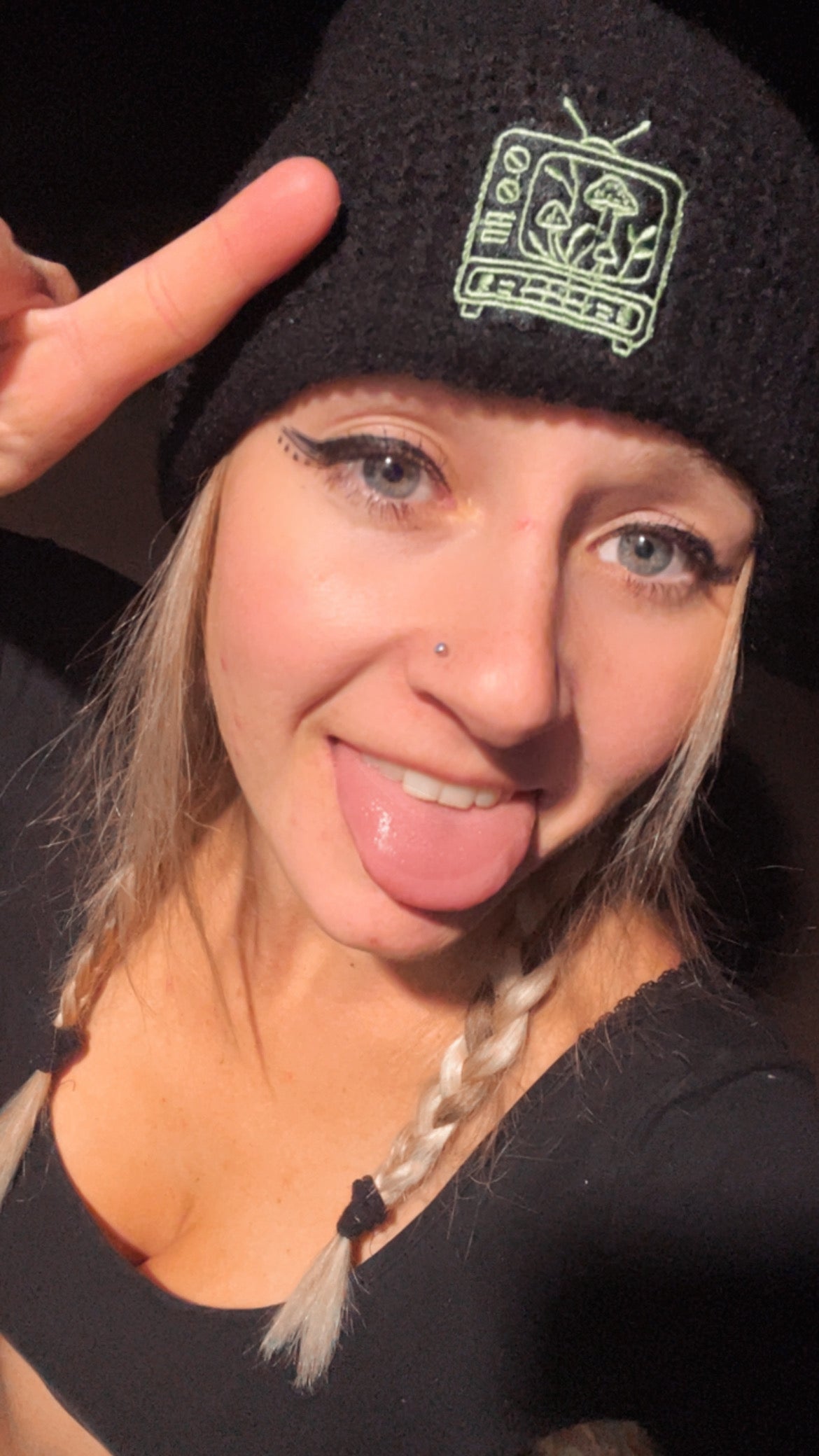 Fungirl Network Beanie - Black & Sage