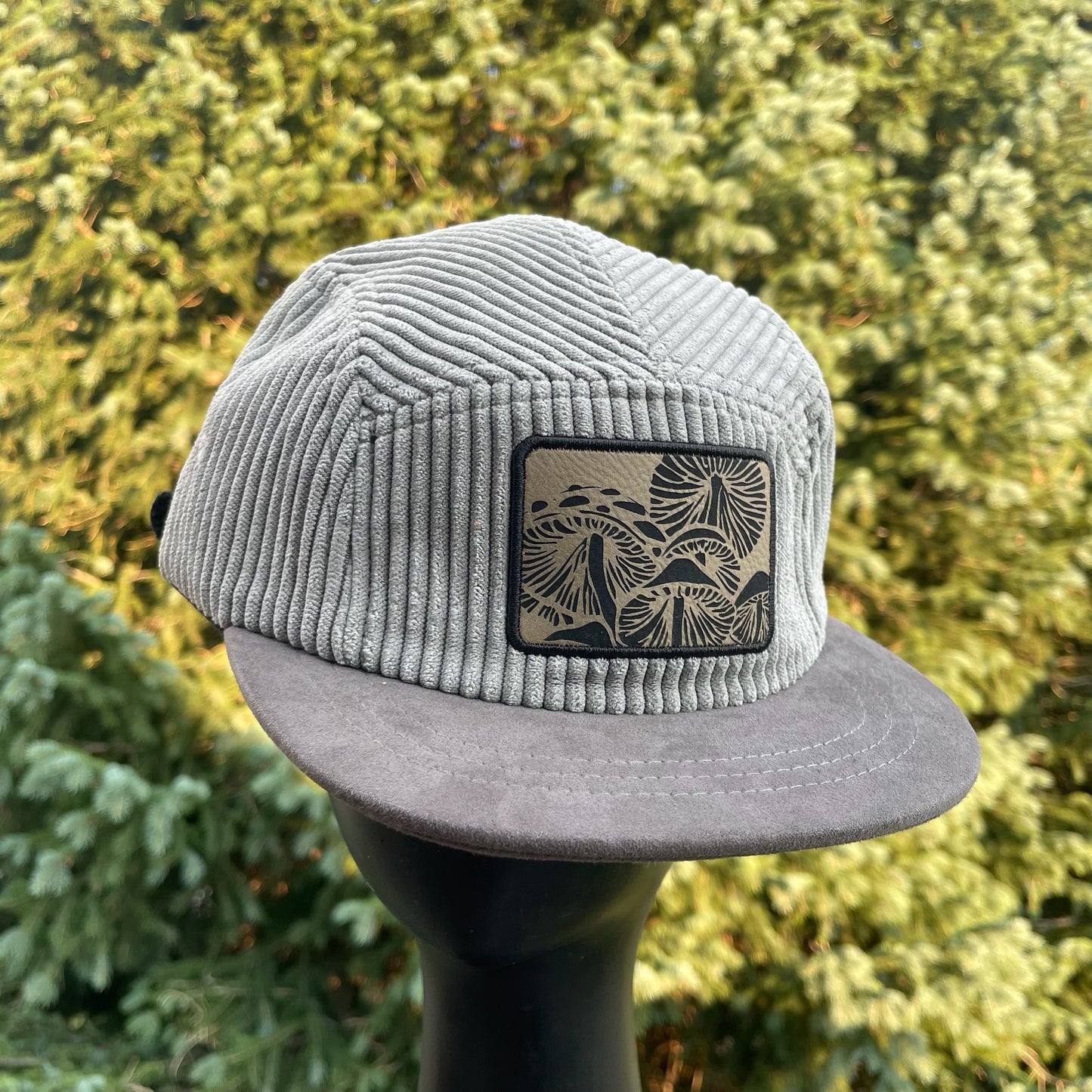Gray Corduroy - 5 Panel Hat - Short Brim