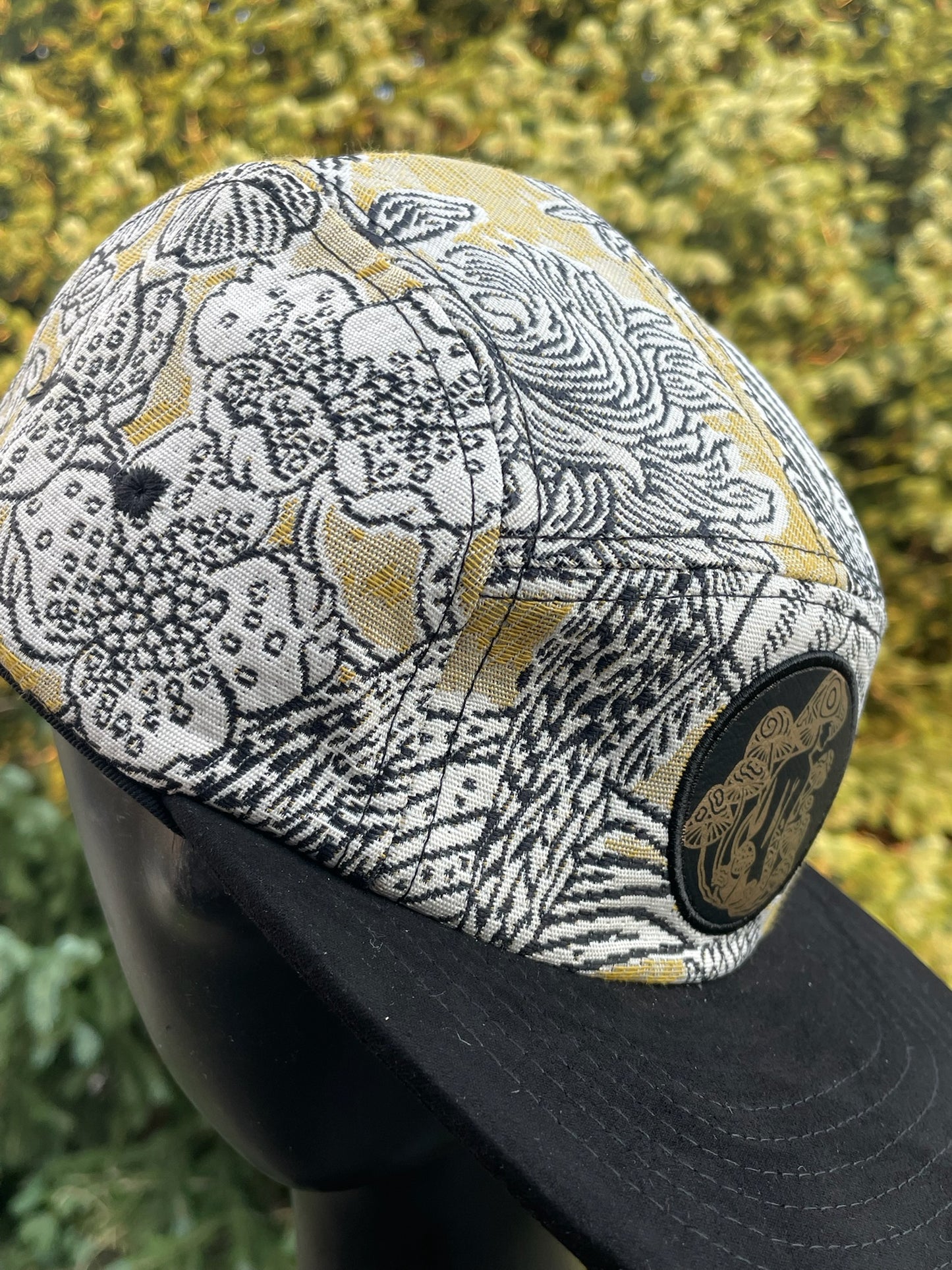 B&W Floral- 5 Panel - Long Brim