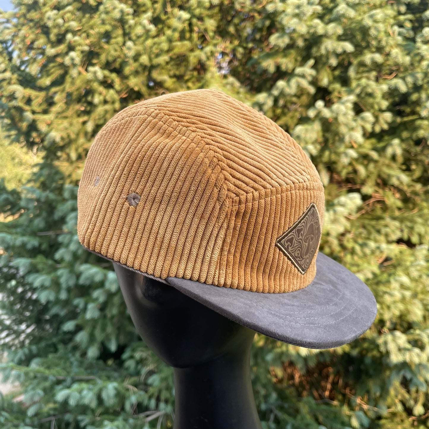 Mustard Corduroy - 5 Panel Hat - Short Brim