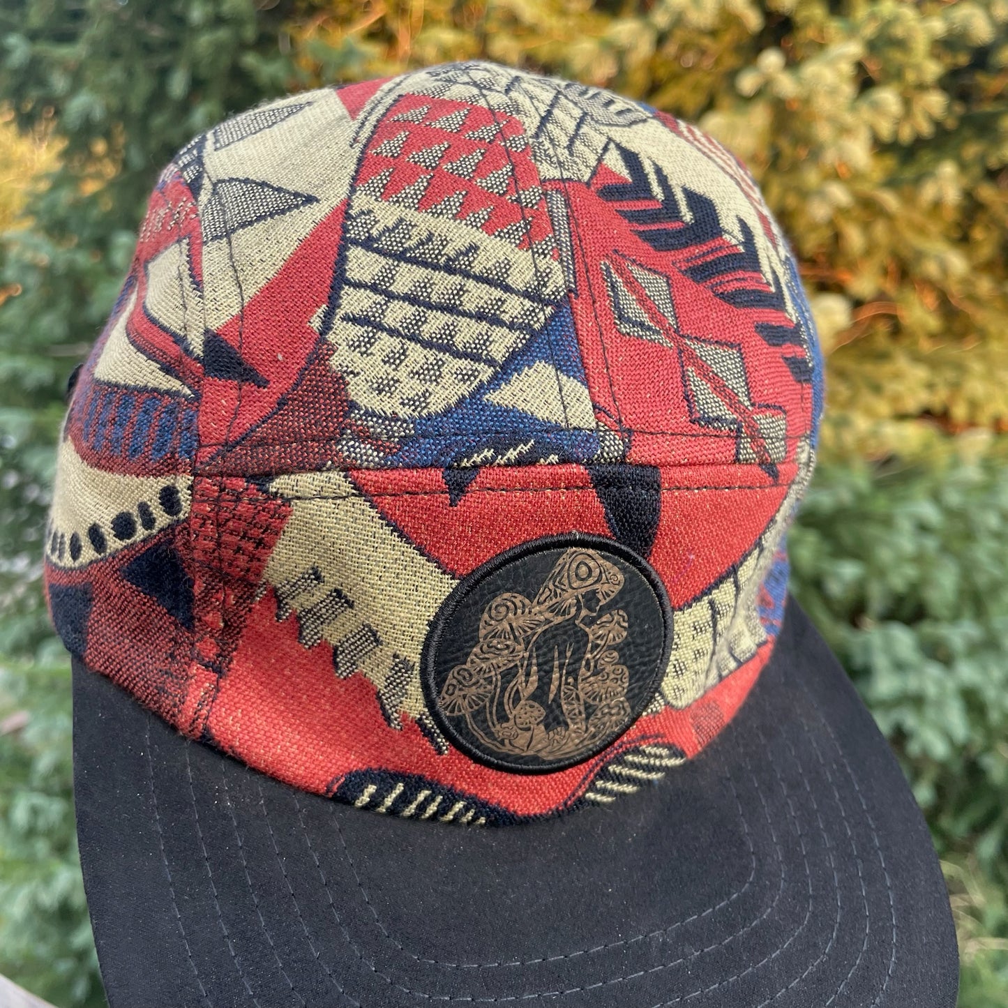 Red Abstract - 5 Panel - Long Brim
