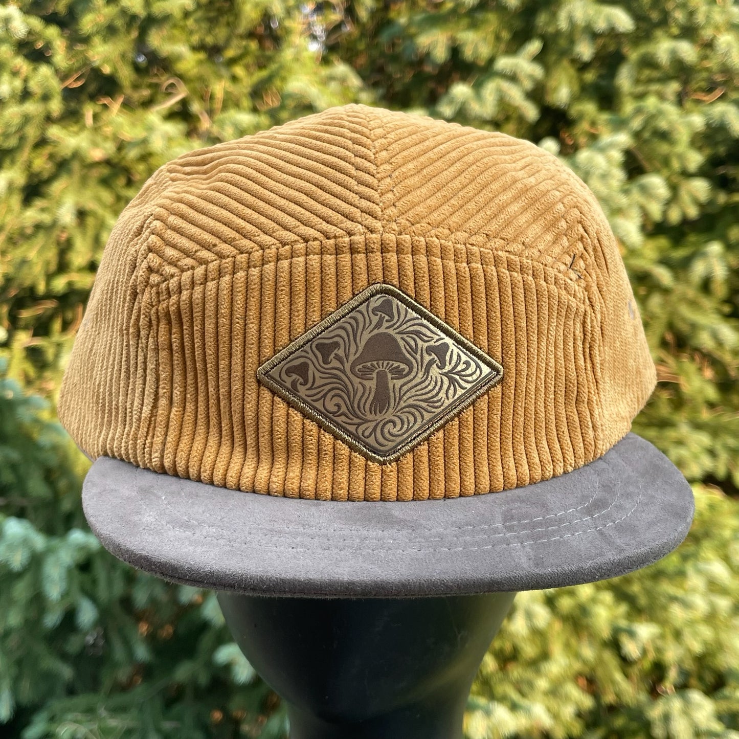 Mustard Corduroy - 5 Panel Hat - Short Brim