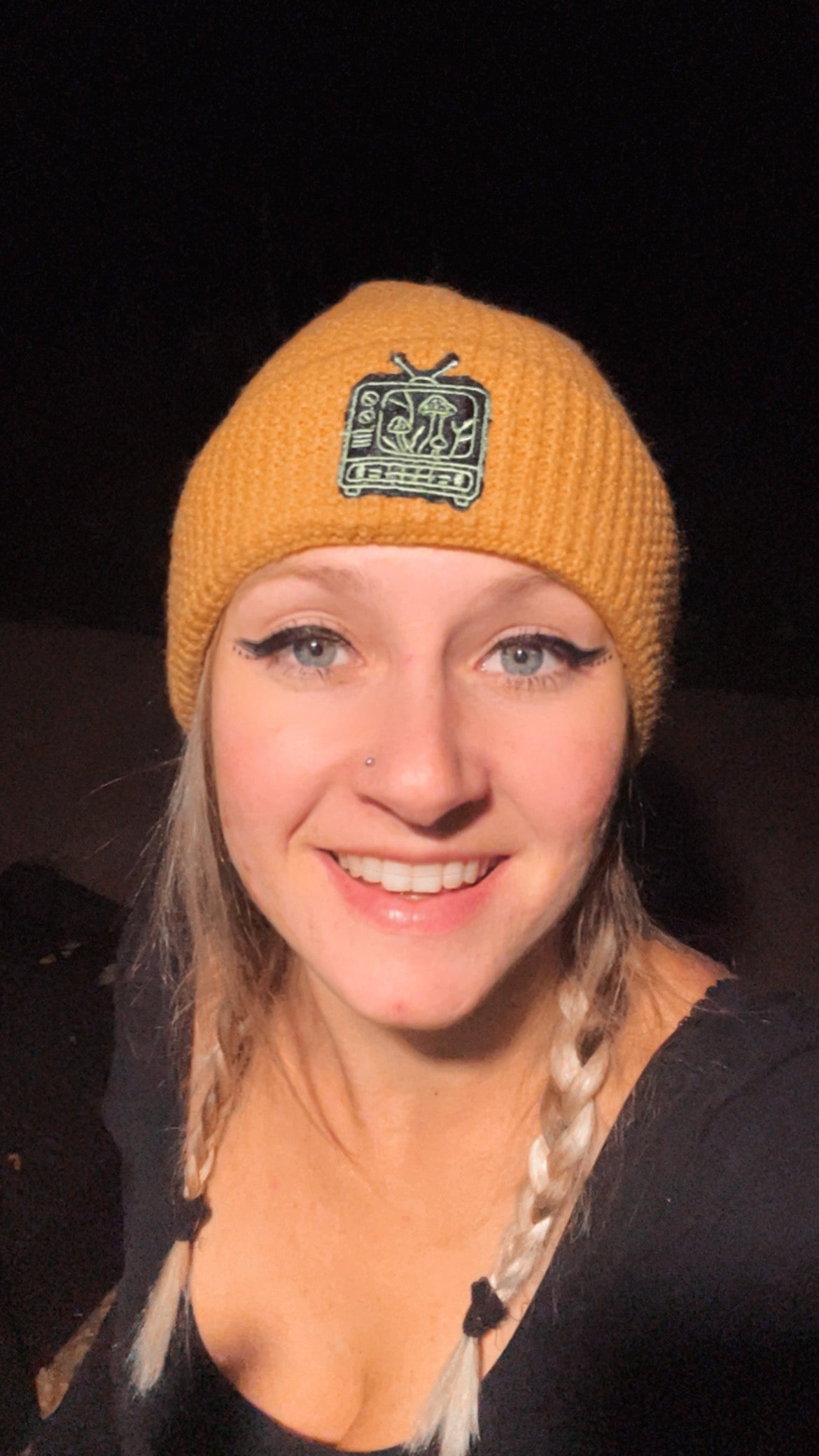Fungirl Network Beanie - Yellow & Sage