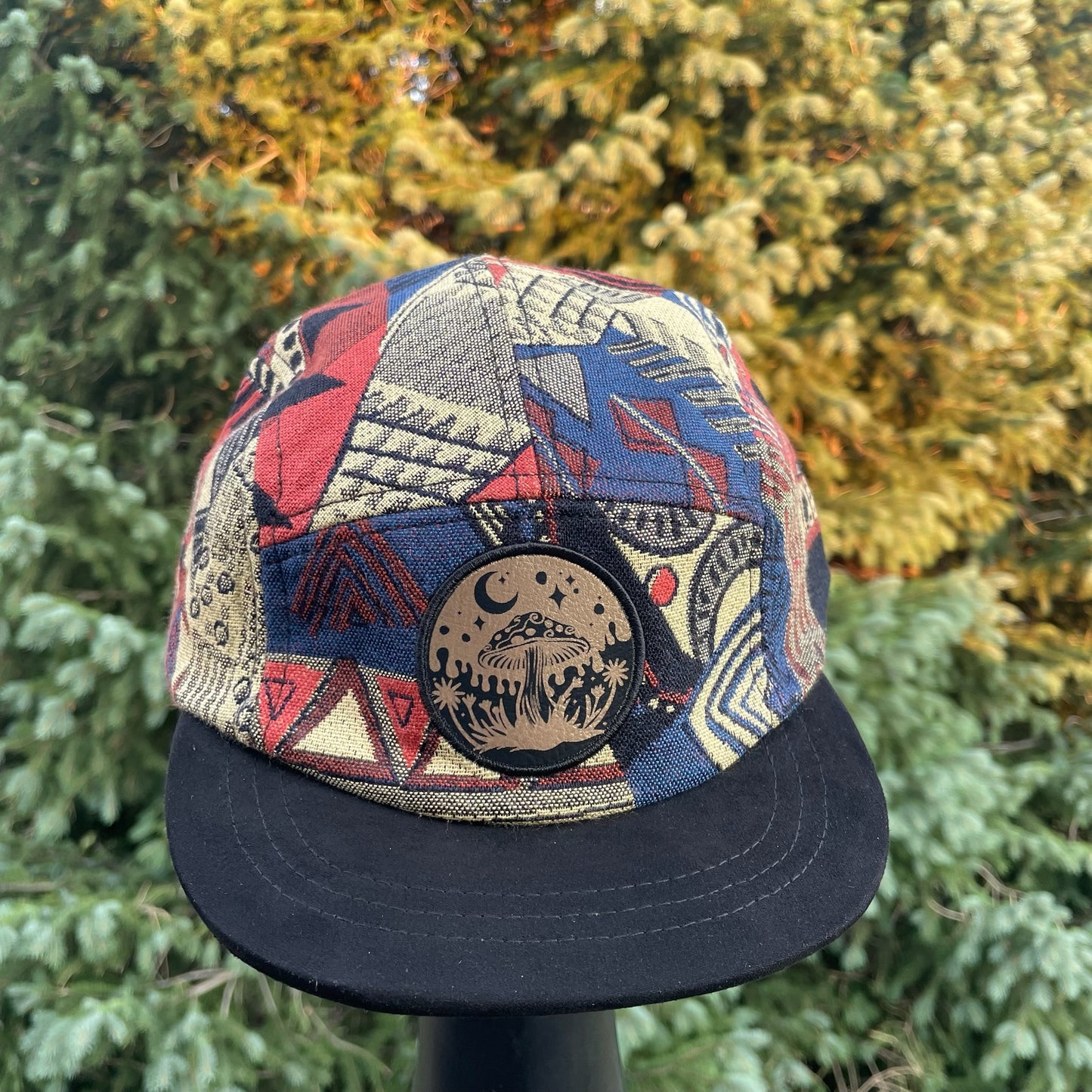 Red Abstract - 5 Panel Hat - Short Brim