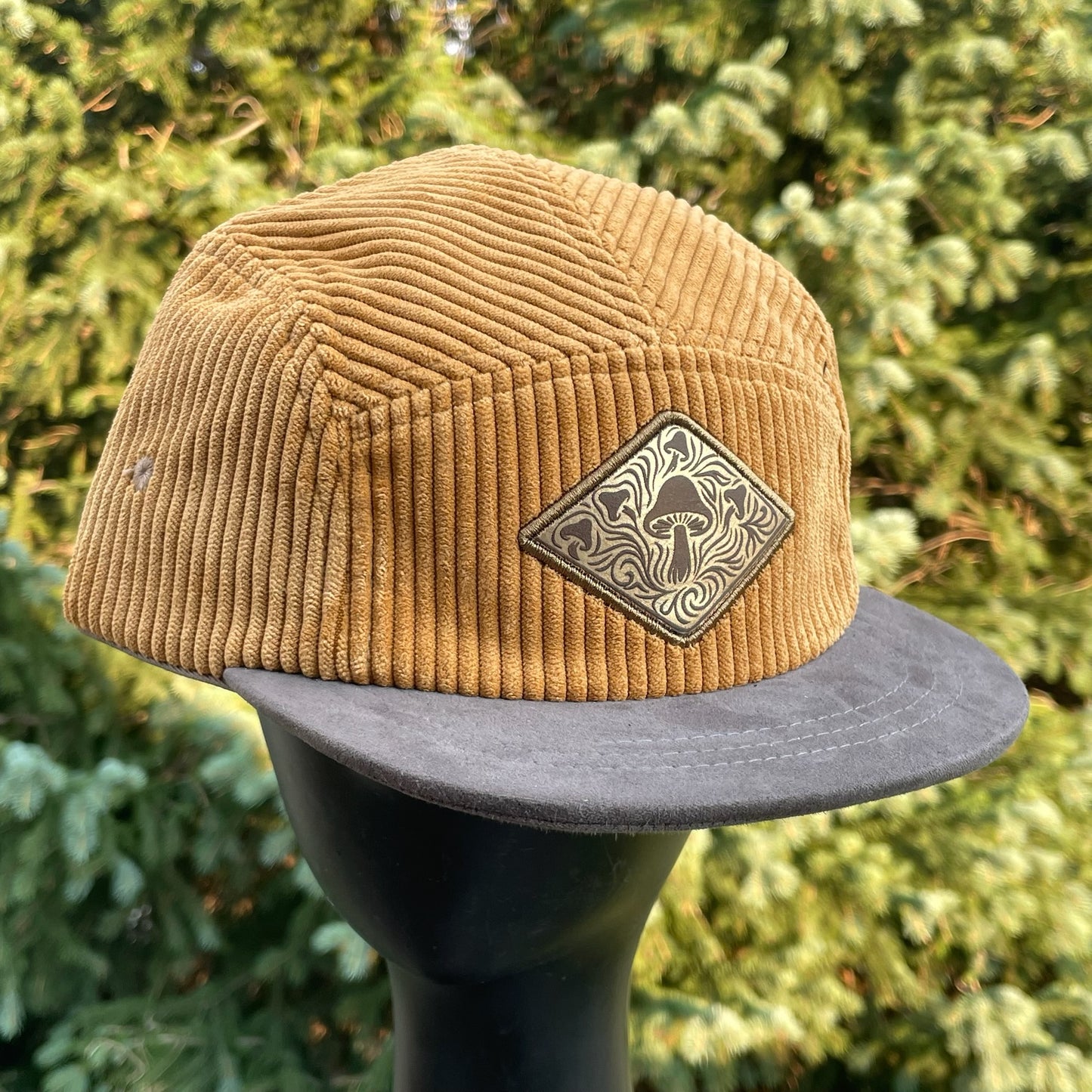 Mustard Corduroy - 5 Panel Hat - Short Brim