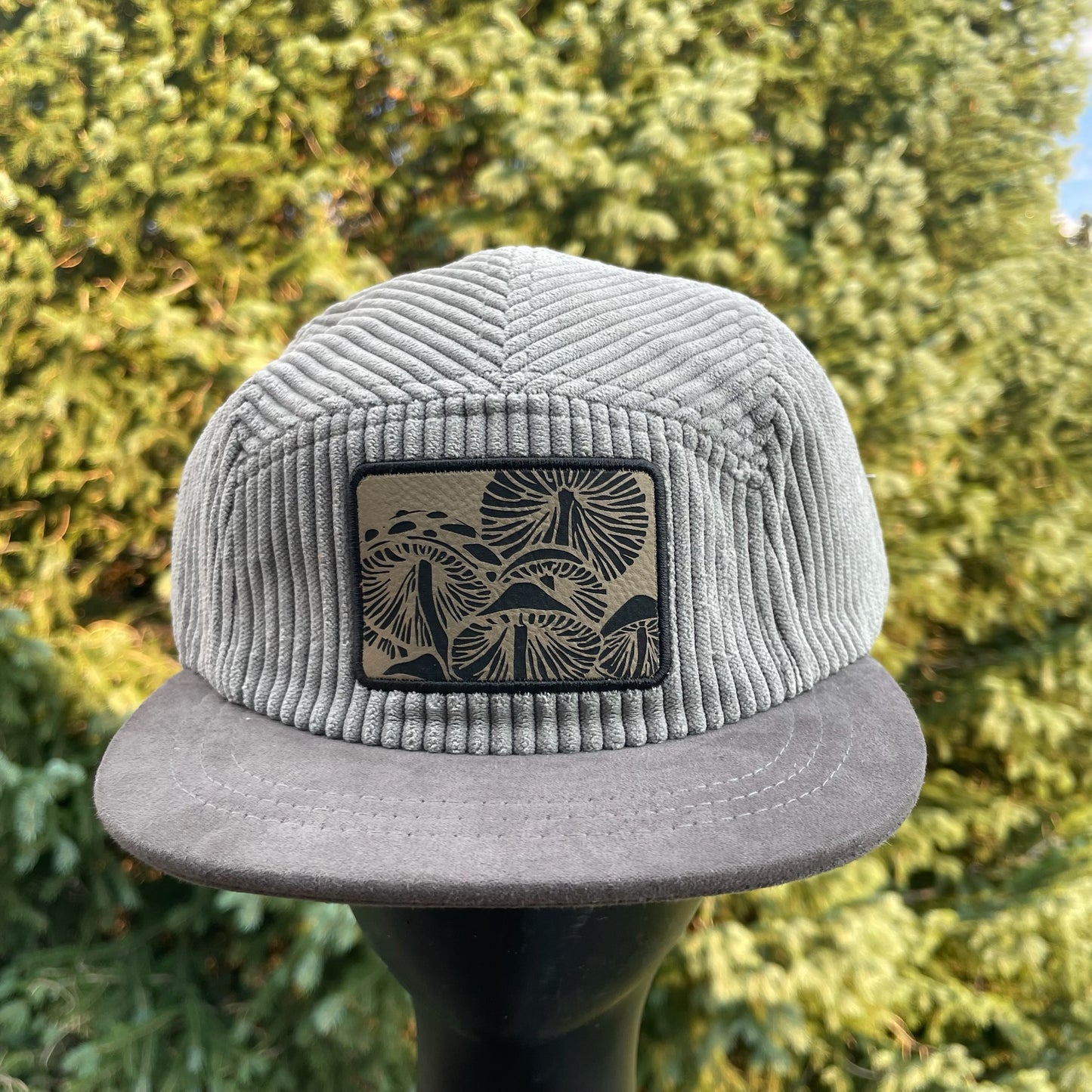 Gray Corduroy - 5 Panel Hat - Short Brim