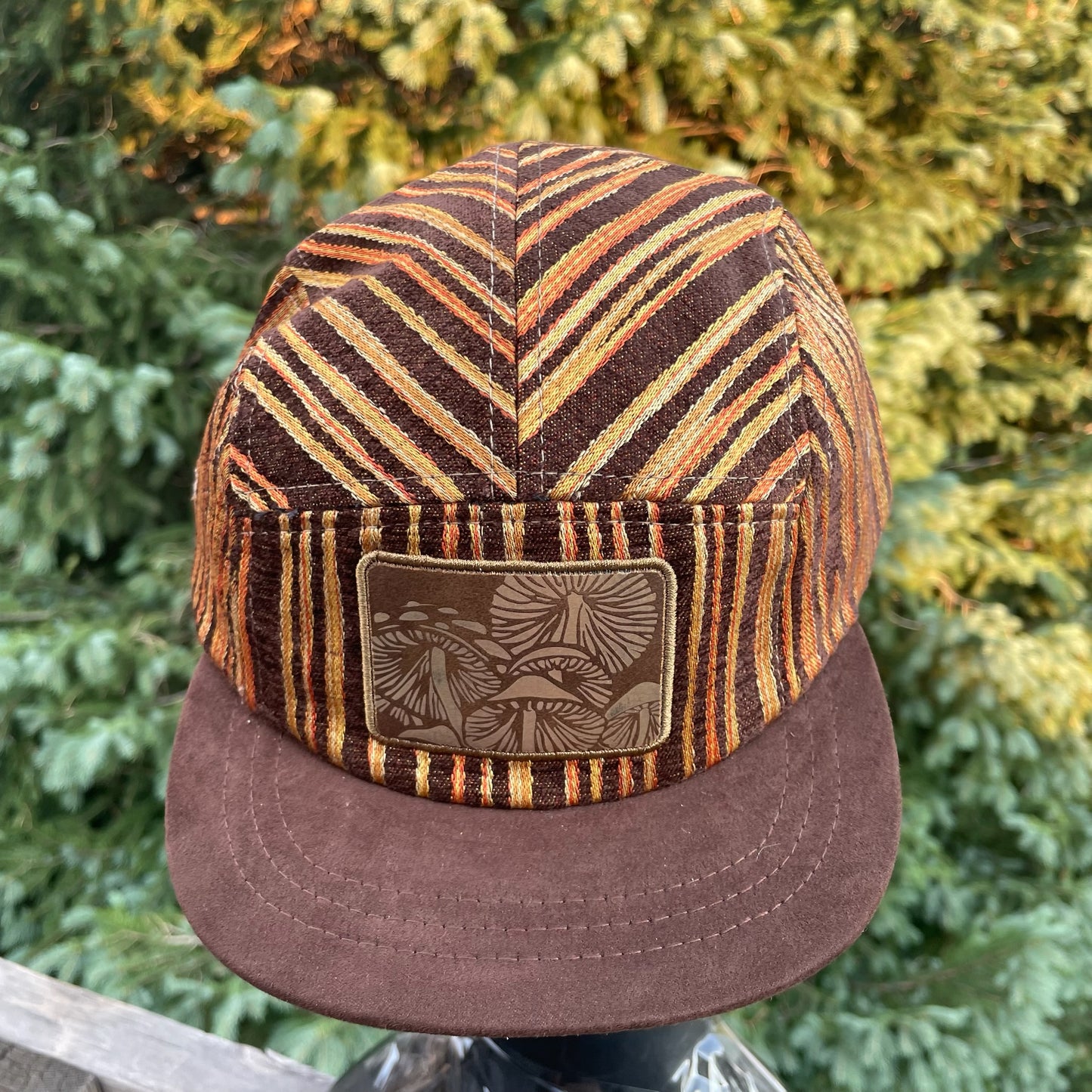 Brown Stripe - 5 Panel Hat - Short Brim