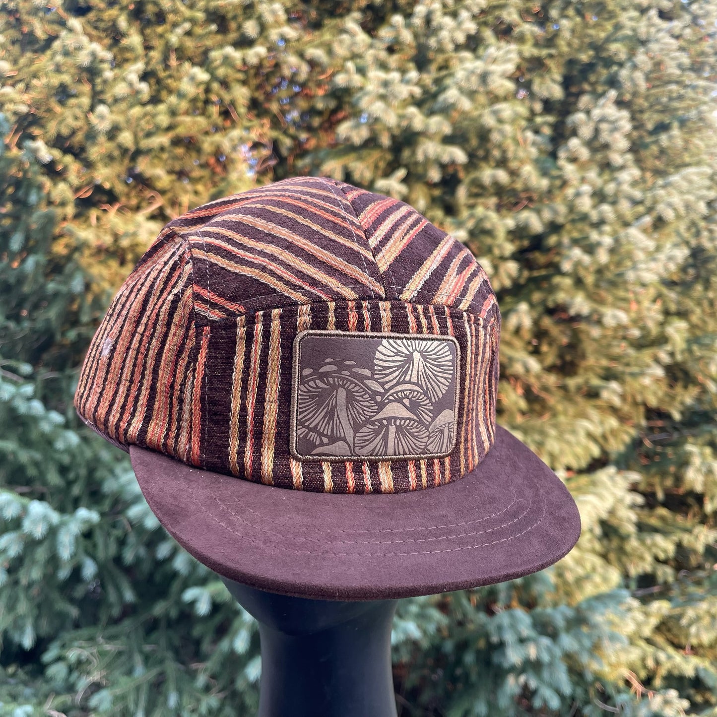 Brown Stripe - 5 Panel Hat - Short Brim