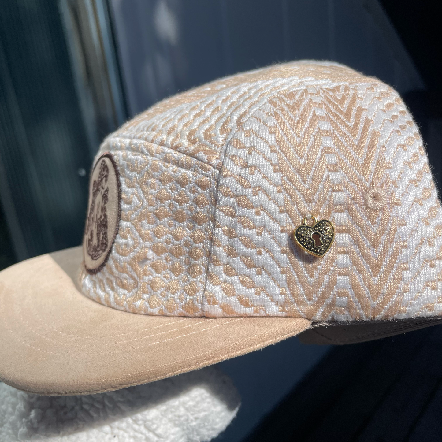 Cream Snake Skin - 5 Panel (Short Brim) 3