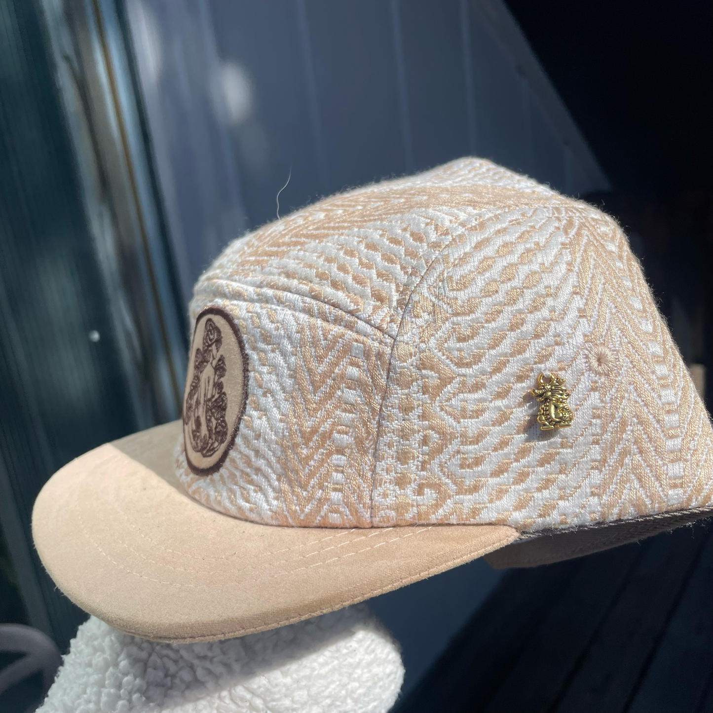 Cream Snake Skin - 5 Panel (Short Brim) 2
