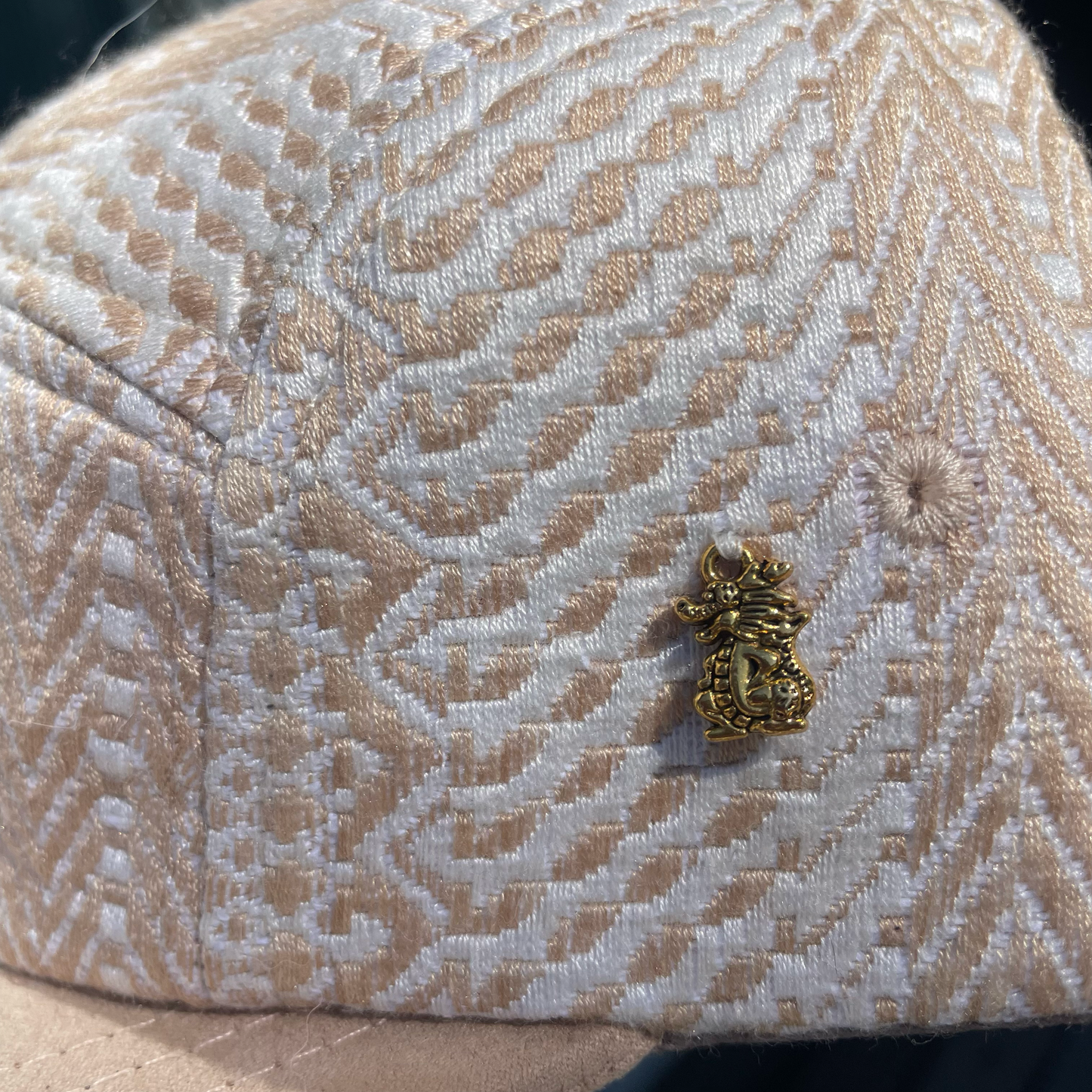 Cream Snake Skin - 5 Panel (Short Brim) 2