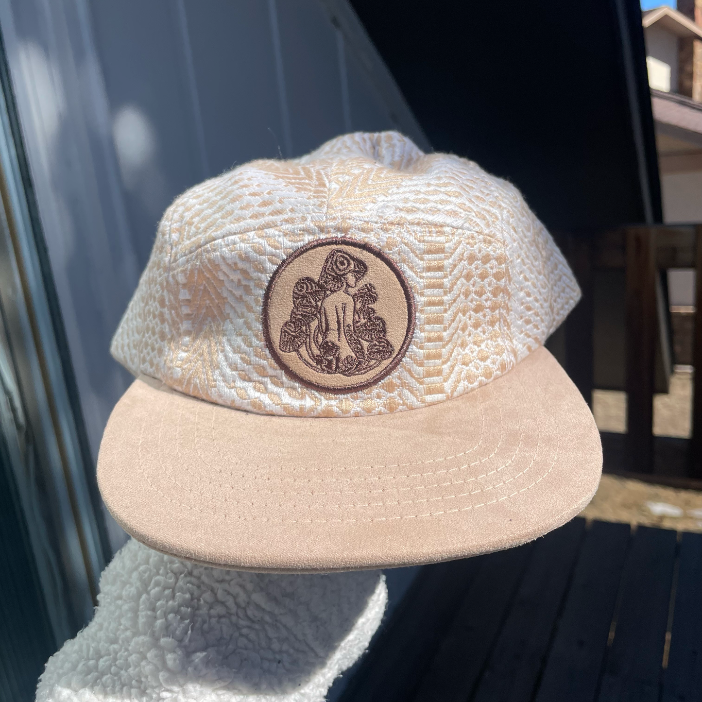 Cream Snake Skin - 5 Panel (Long Brim)
