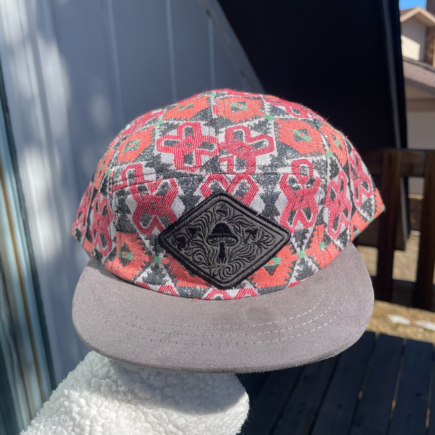Silver and Pink- 5 Panel (Short Brim)