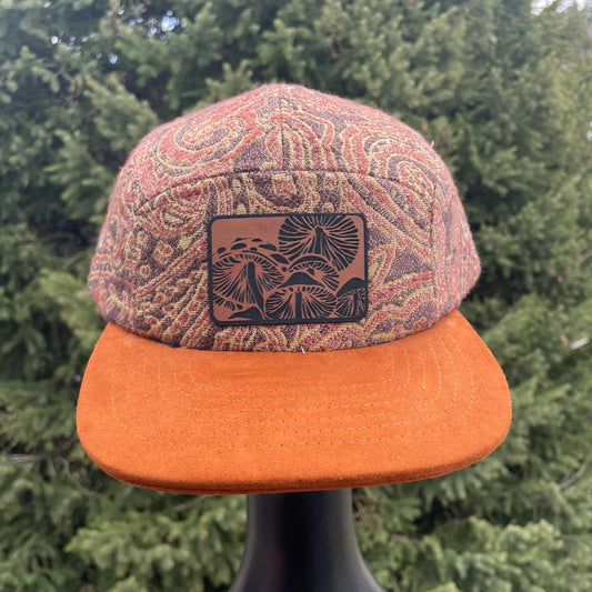Burgundy Paisley - 5 Panel - Long Brim