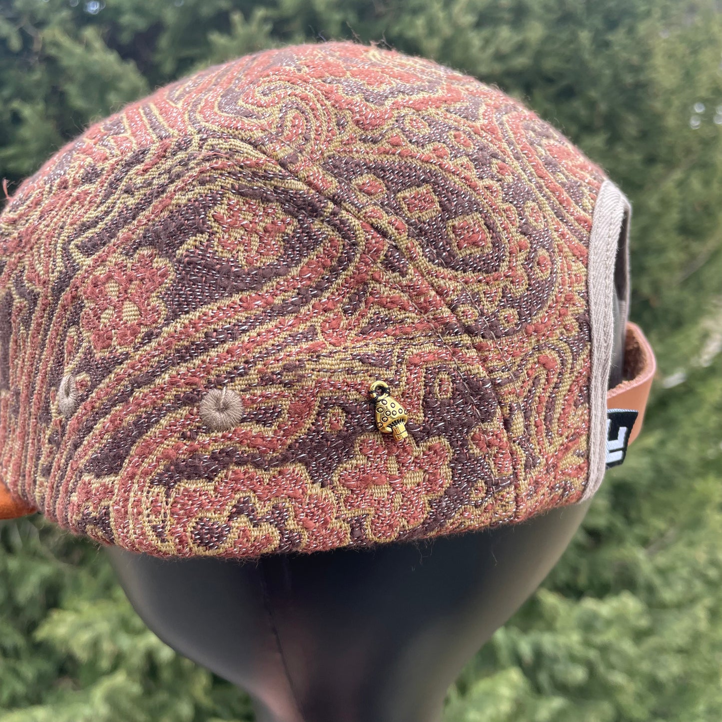 Burgundy Paisley - 5 Panel - Long Brim