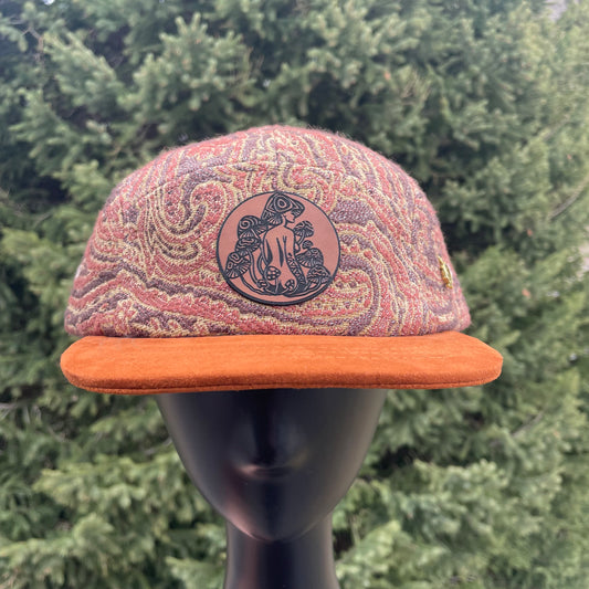 Burgundy Paisley - 5 Panel Hat - Short Brim 2